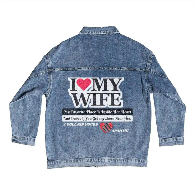 men's dtg denim jacket showing back design