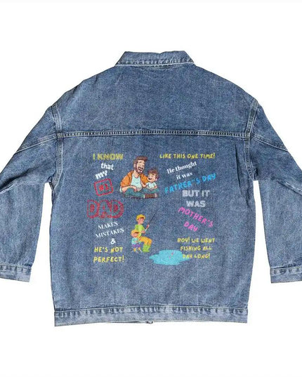 DTG Denim Jacket showing back design.
