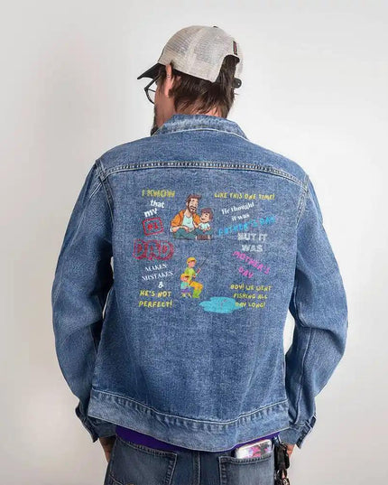 DTG Denim Jacket showing small back design.
