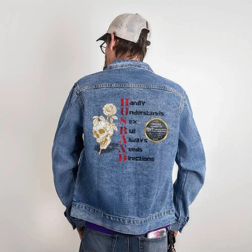 small men's DTG denim jacket showing back