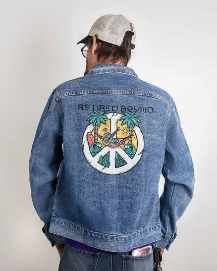 DTG Denim Jacket showing back design medium size