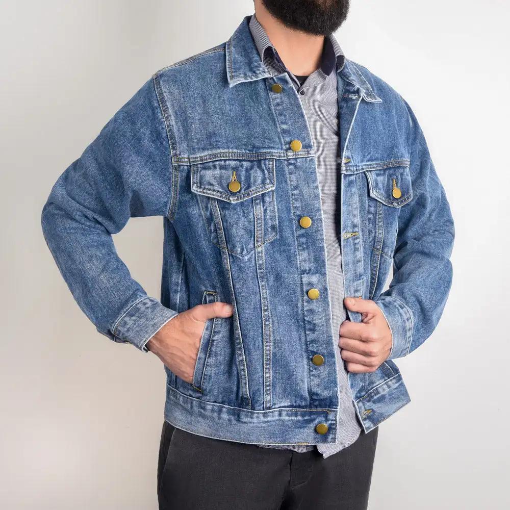 medium men's DTG denim jacket showing front