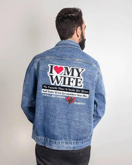 men's dtg denim jacket showing back design small