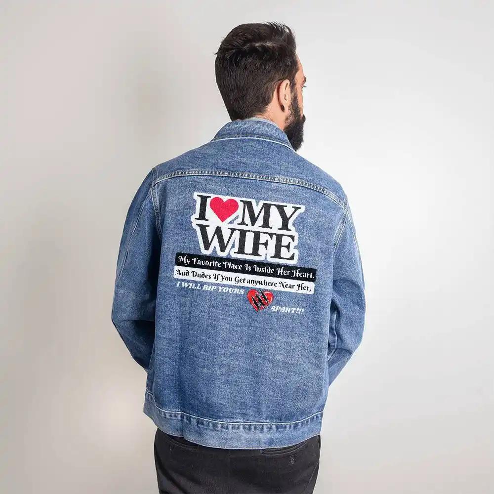 men's dtg denim jacket showing back design small