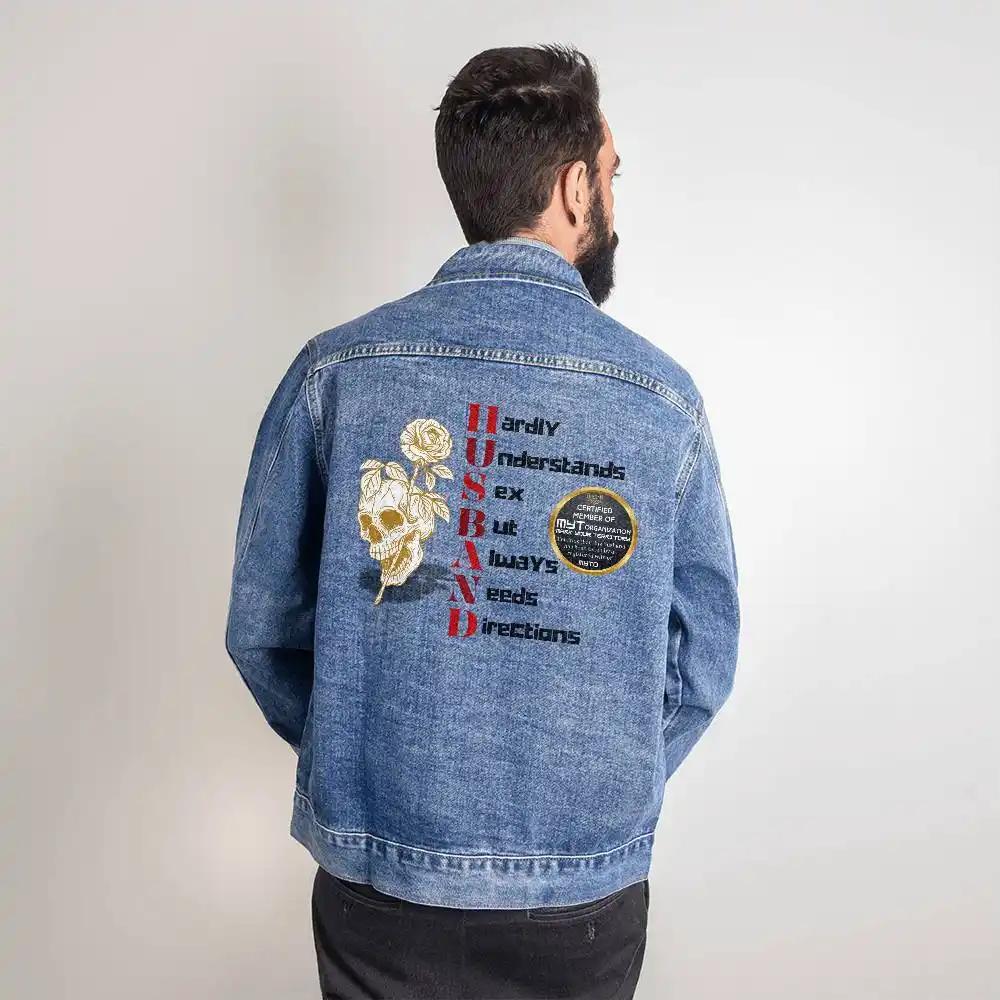 medium men's DTG denim jacket showing back