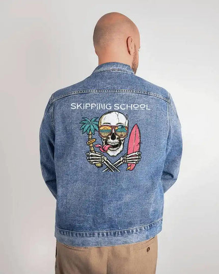 DTG Denim Jacket size large showing back design