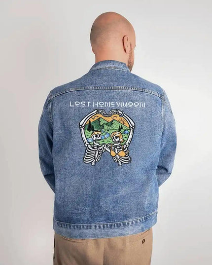 DTG Denim Jacket size Large showing back