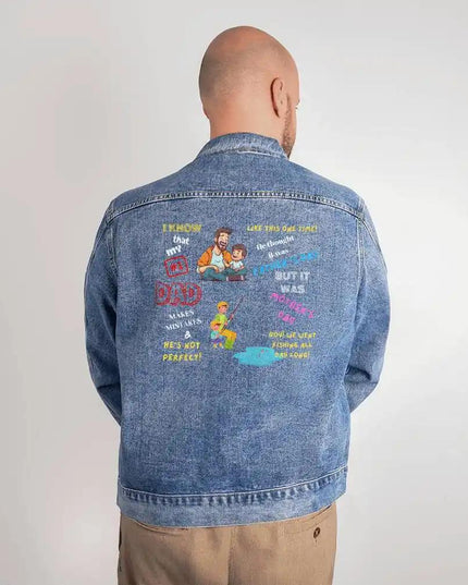 DTG Denim Jacket showing large back design.