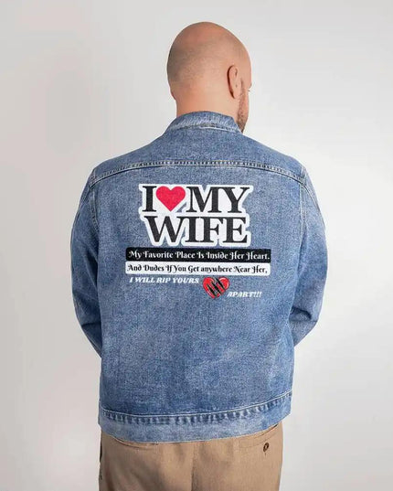 men's dtg denim jacket showing back design large