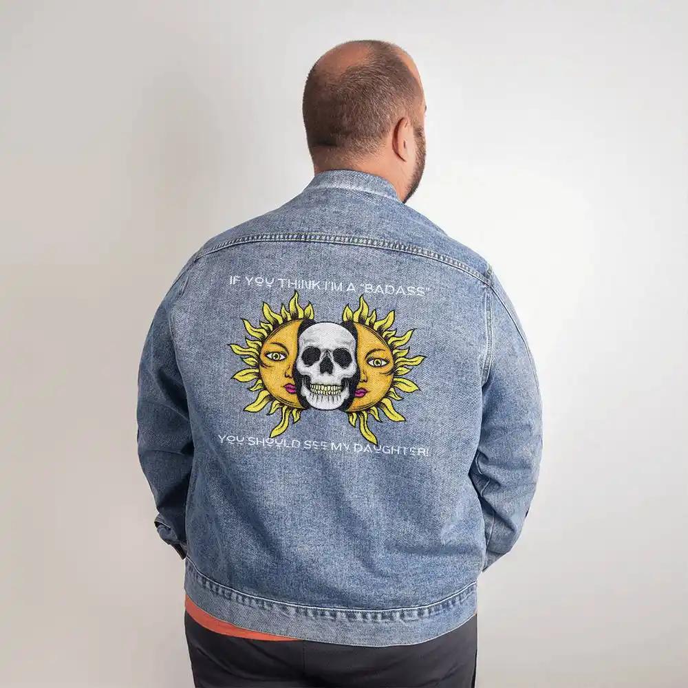 DTG Denim Jacket showing design on back of XL.