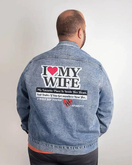 men's dtg denim jacket showing back design xl