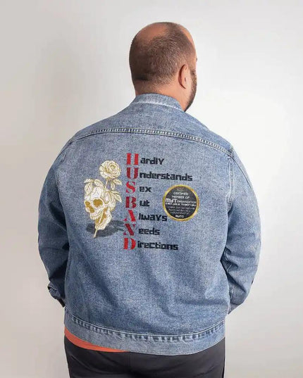 xl men's DTG denim jacket showing back