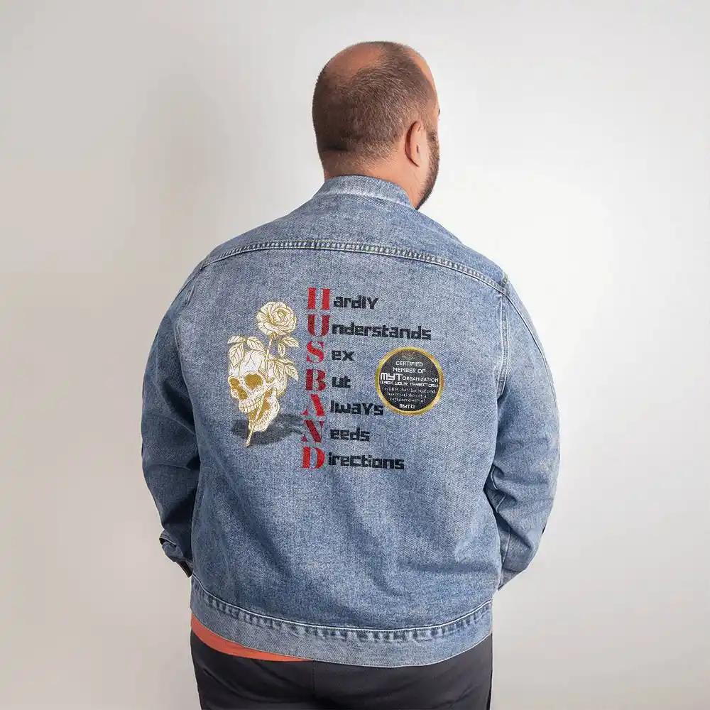 xl men's DTG denim jacket showing back