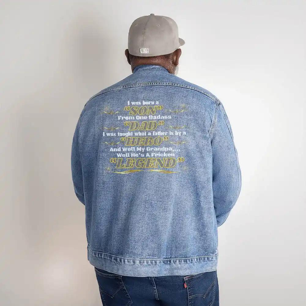 DTG Denim Jacket showing back of XXL different model