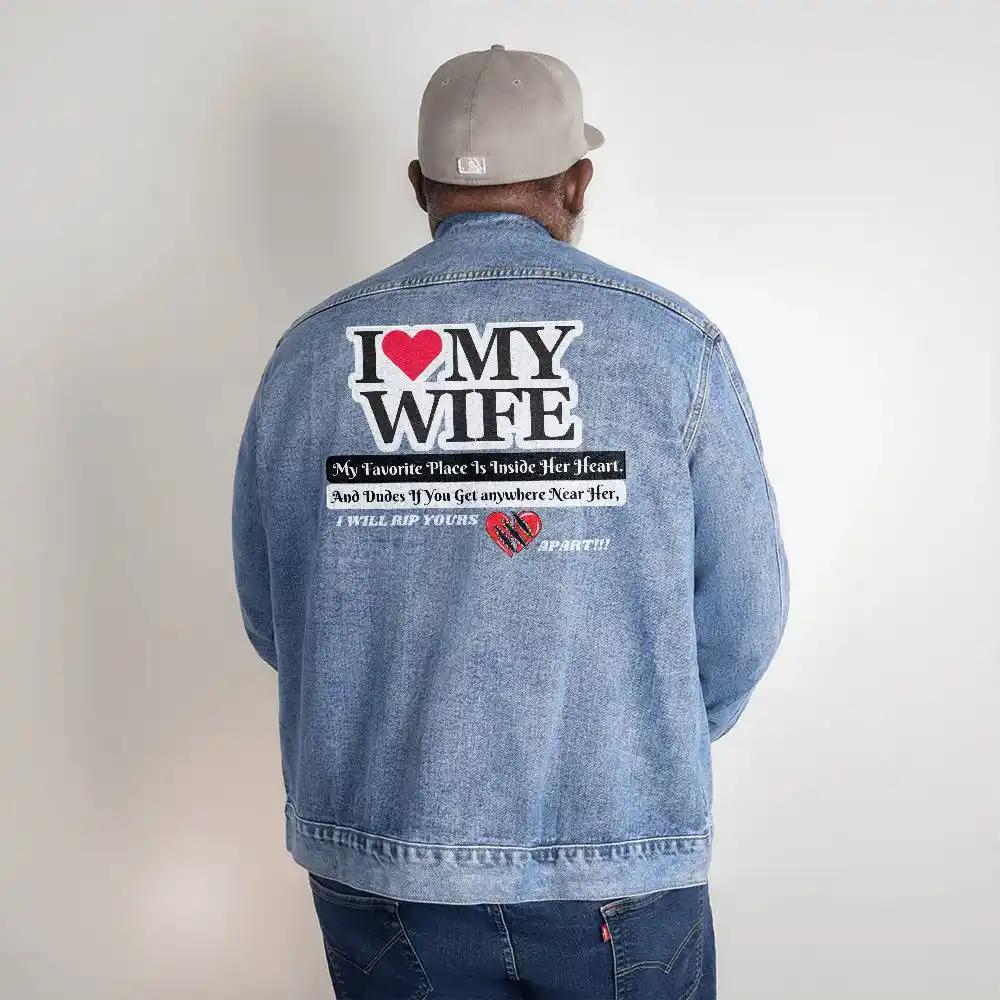 men's dtg denim jacket showing back design 2xl