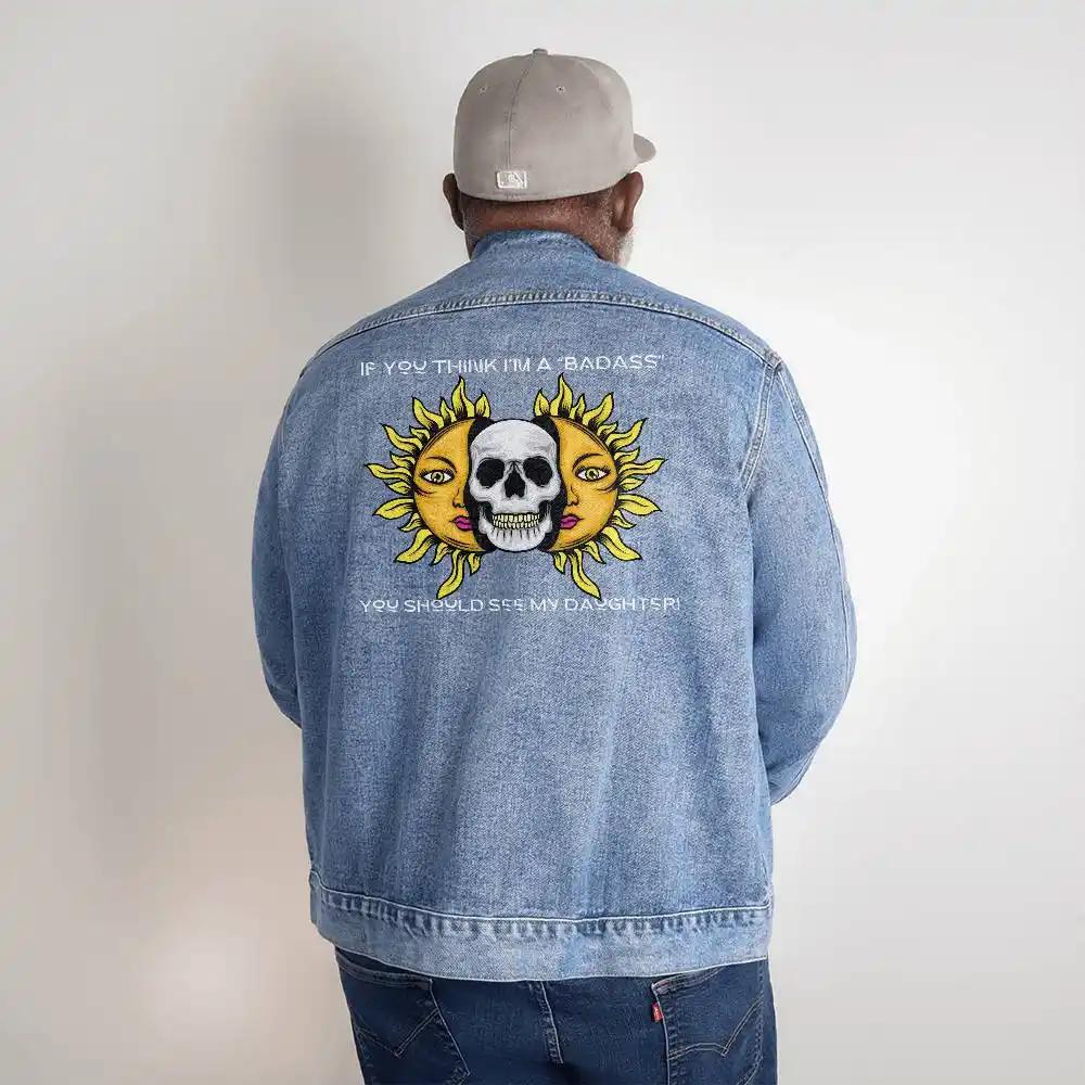 DTG Denim Jacket showing design on back of 2XL.