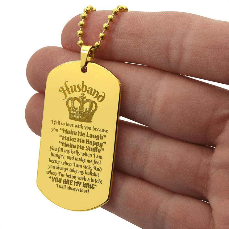 gold engraved dog tag