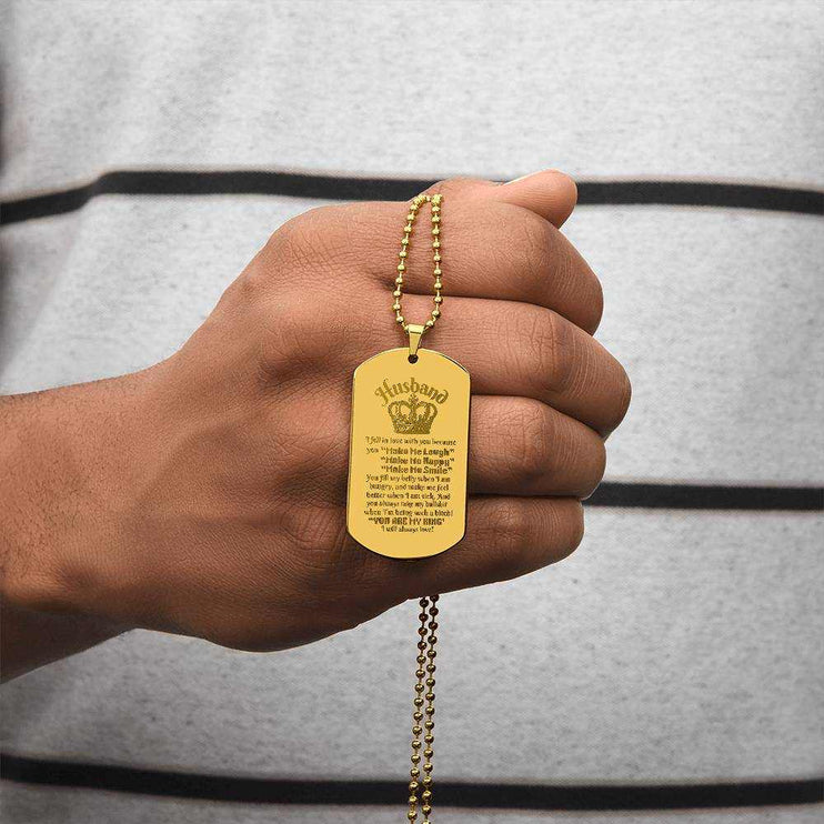 gold engraved dog tag