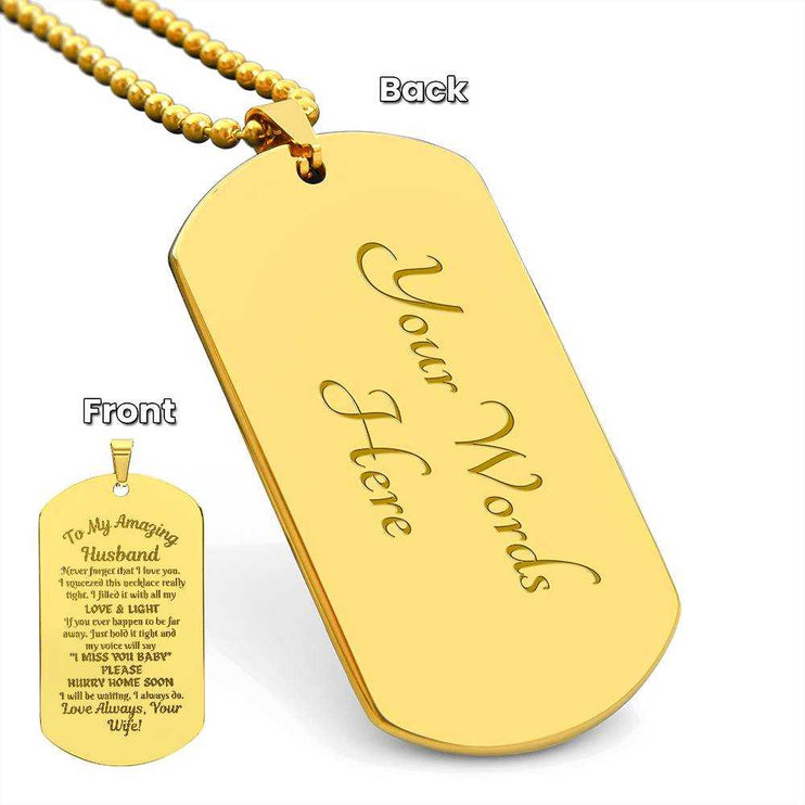 gold engraved dog tag necklace