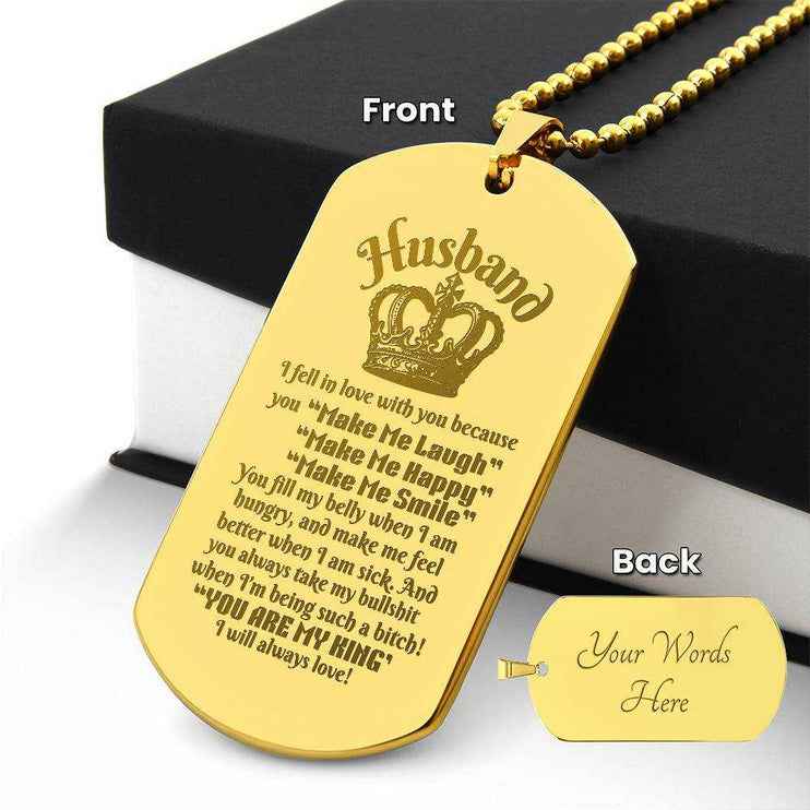 gold engraved dog tag