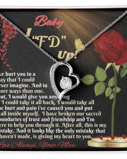 white gold forever love necklace in two-tone box