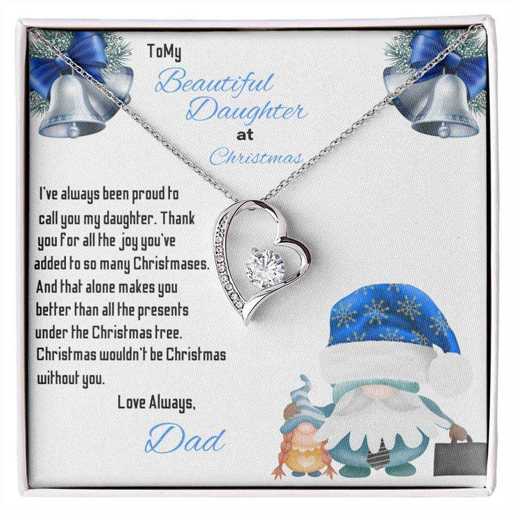 white gold forever love necklace in a soft box