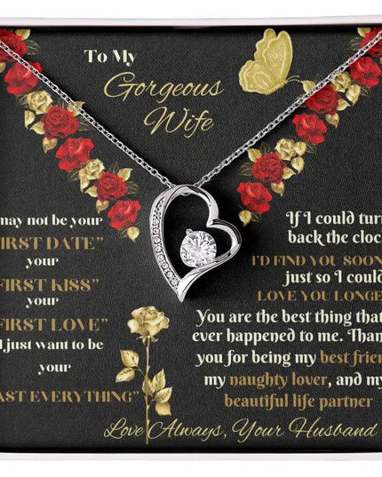 white gold forever love necklace in two-tone box