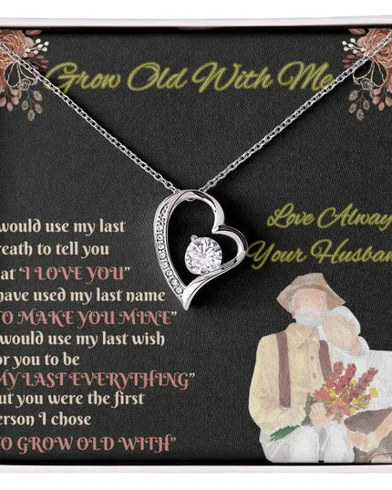 white gold forever love necklace in two-tone box