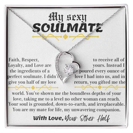 a white gold forever love necklace