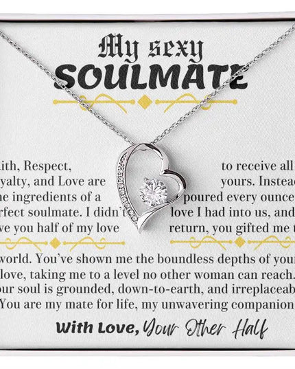 a white gold forever love necklace