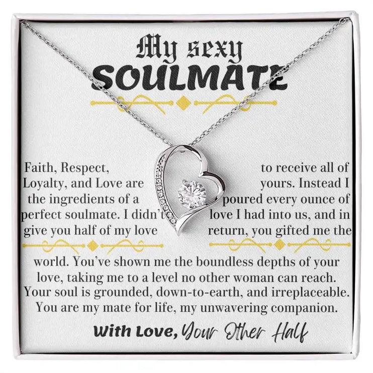 a white gold forever love necklace