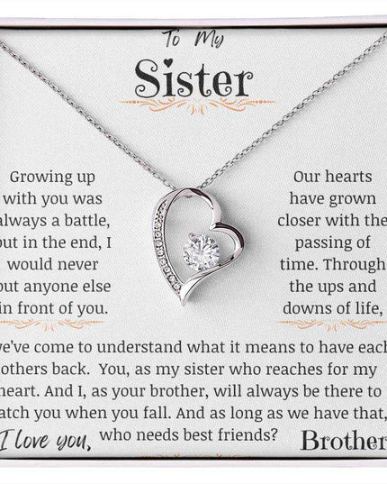 a forever love necklace up close.