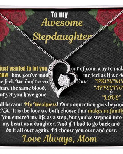 white gold forever love necklace in two-tone box up close
