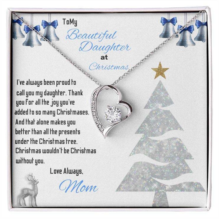 white gold forever love necklace in soft box 