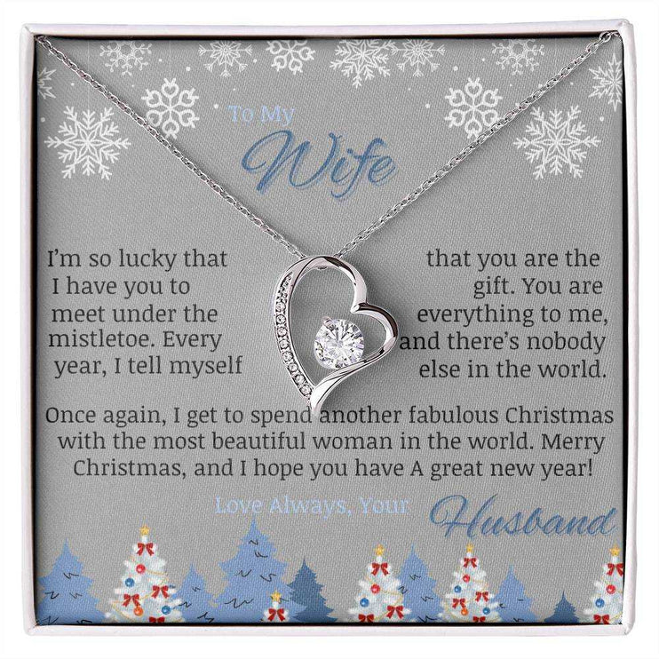 white gold forever love necklace in soft box