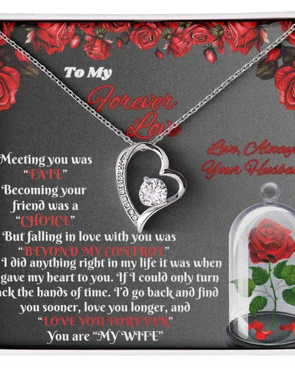white gold forever love necklace in two-tone box