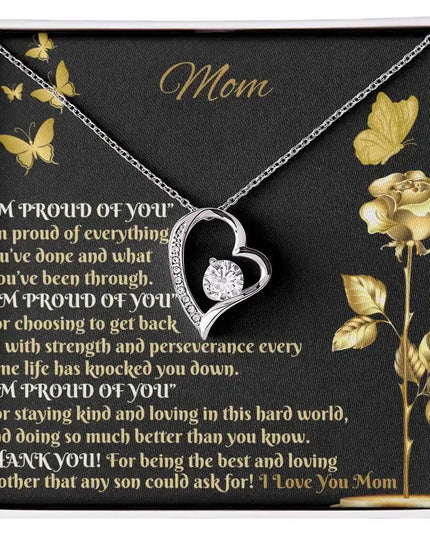 white gold forever love necklace in two-tone box