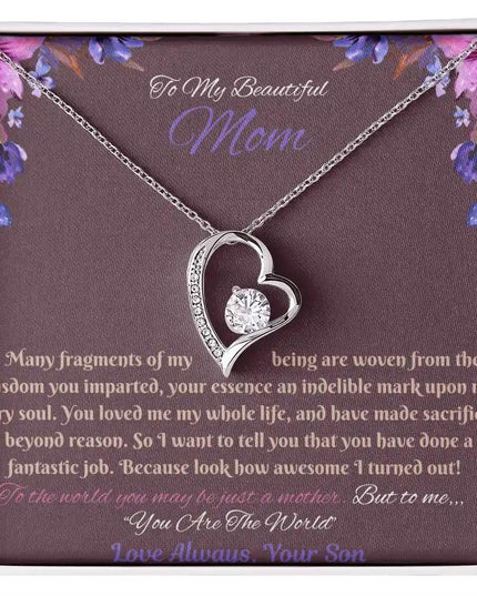 white gold forever love necklace in soft box