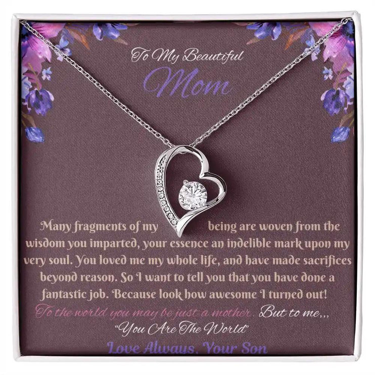 white gold forever love necklace in soft box