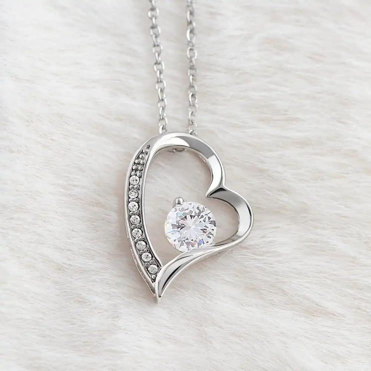 white gold forever love necklace in two-tone box