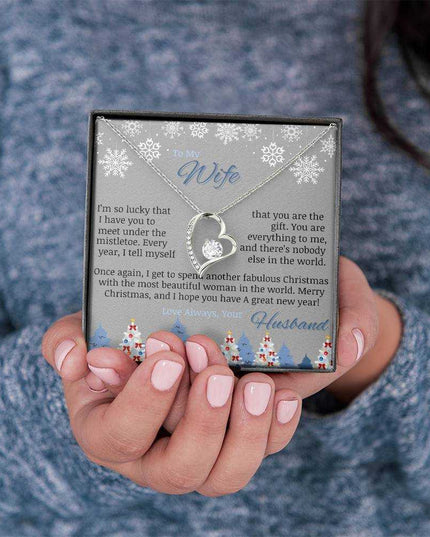 white gold forever love necklace in soft box