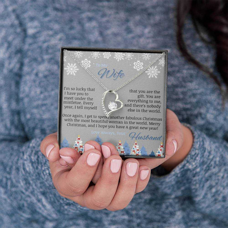 white gold forever love necklace in soft box