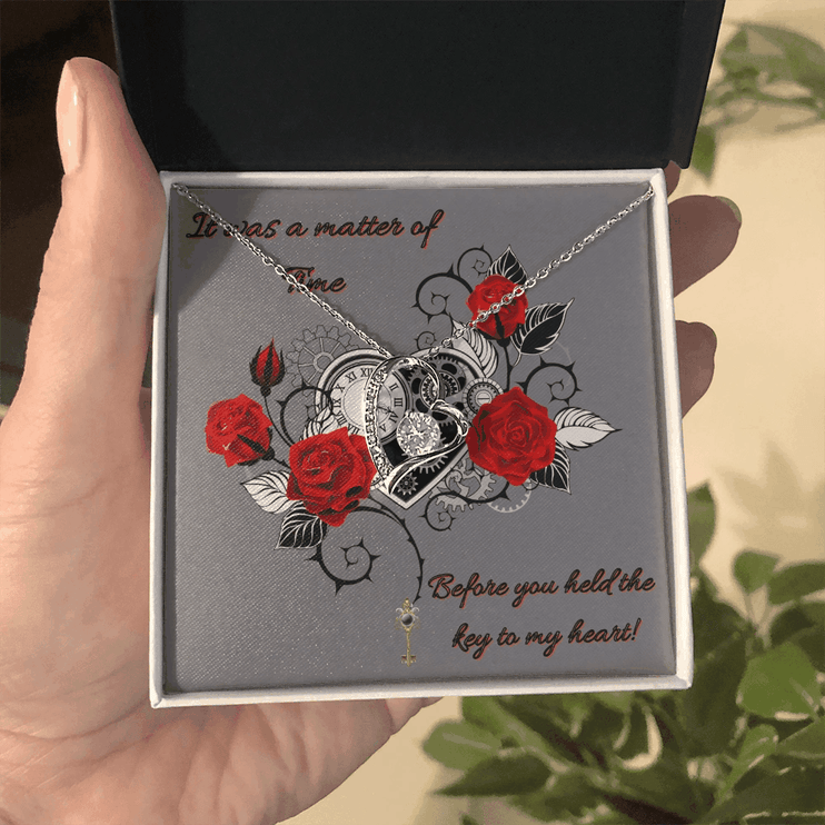 forever love necklace in a soft box