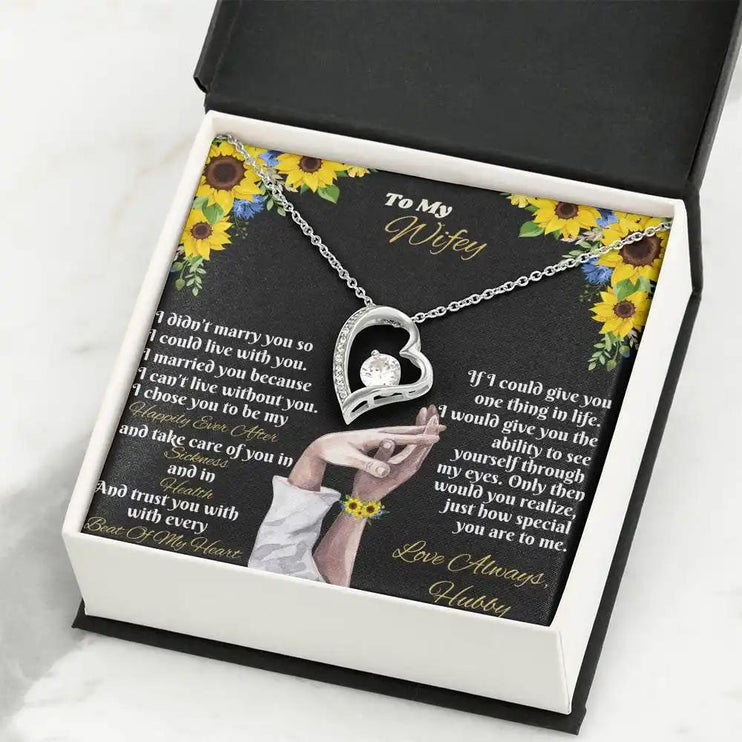 white gold forever love necklace in two-tone box