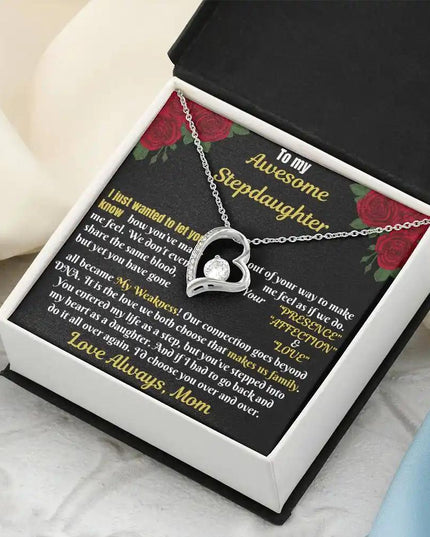 white gold forever love necklace in two-tone box angled right 