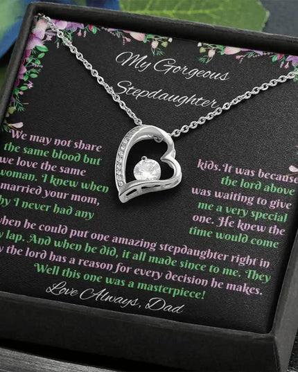 white gold forever love necklace in mahogany box