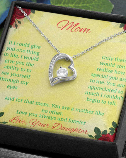 Forever Love Necklace with greeting card to mom with standard box in white gold