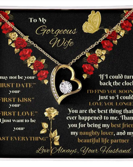 yellow gold forever love necklace in two-tone box