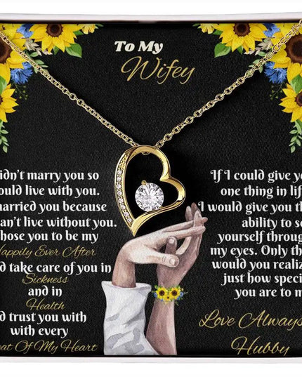 yellow gold forever love necklace in two-tone box