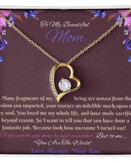 yellow gold forever love necklace in soft box